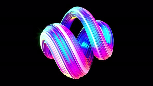 Ultraviolet abstract morphing glowing 3d rendering shape