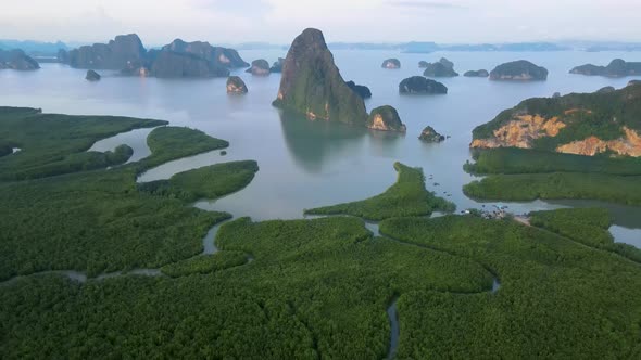 Limestone Rock Formation at Phang Nga Bay in Thailand Sametnangshe View Point Phangnga alt