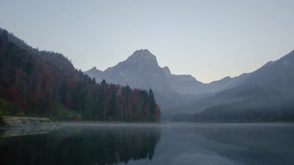 Peaceful Autumn View on Obersee Lake in Swiss Alps