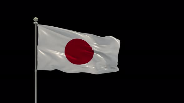 Japan Looping Of The Waving Flag Pole With Alpha