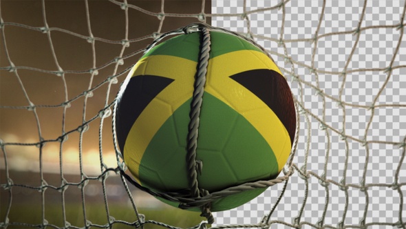 Soccer Ball Scoring Goal Night Frontal - Jamaica