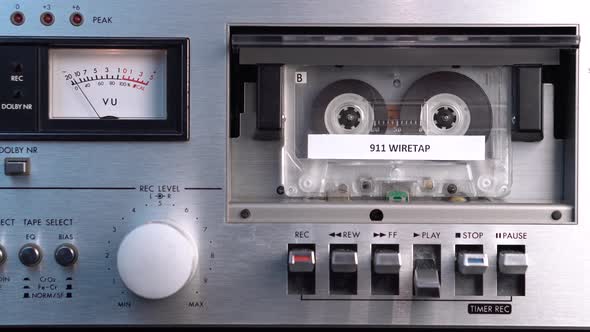 911 Wiretap Recording on Audio Cassette Playing in Deck Vintage Sound Media alt