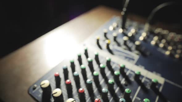 Mixer desk with many buttons