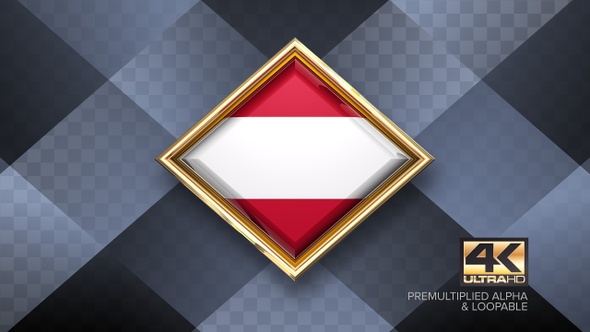 Austria Flag Rotating Badge 4K Looping with Transparent Background