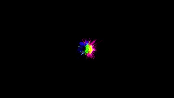 Animation Of Color Powder Explosion On Black Background 