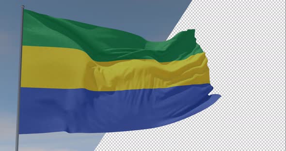 flag Gabon patriotism national freedom, seamless loop, alpha channel