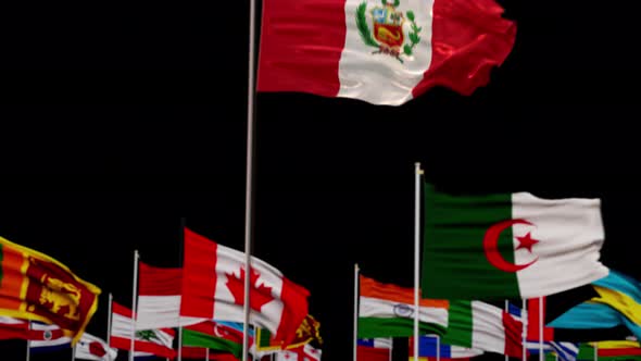 Peru Flag With World Flags In Alpha Channel