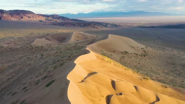 Aerial view of Singing Sand Dune, Kazakhstan