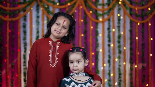 Indian Family Celebrating Raksha Bandhan Festival