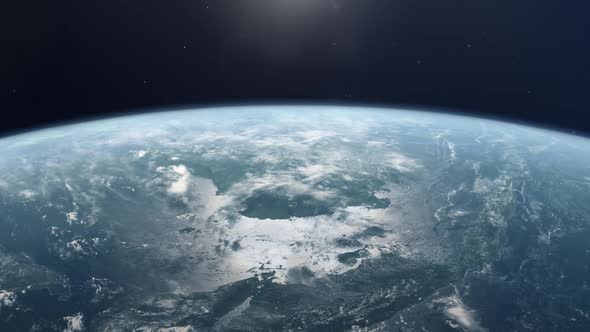 Realistic Planet Earth Seen From Low Earth Orbit