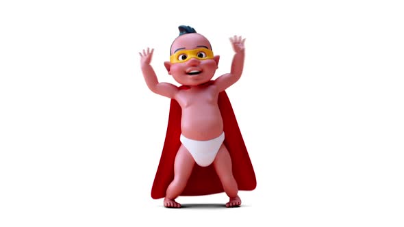 Fun 3D cartoon of a baby jumping alt