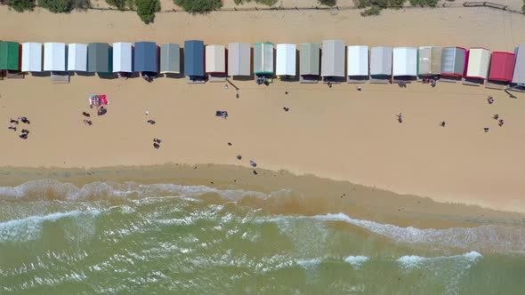 Bird's Eye View of the Dendy Street Beach Huts in Brighton Melbourne alt