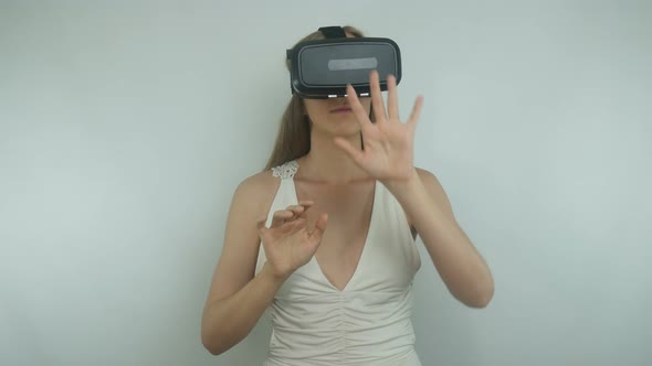 Beautiful Woman And Modern Technology Of Virtual Reality