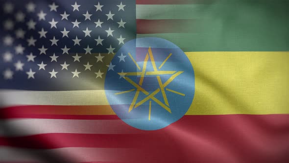 USA Ethiopia Flag Loop Background 4K