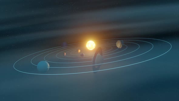 3d render illustration. Animated planets of Solar System. by Oleg_Reulets