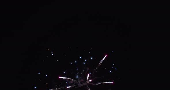 wide shot of fireworks explosions