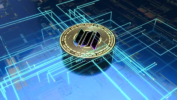 Motion design concept of cryptocurrency and the blockchain alt