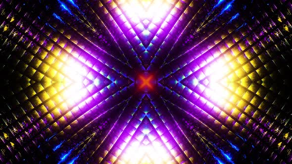 Neon glowing kaleidoscope. Looped animation