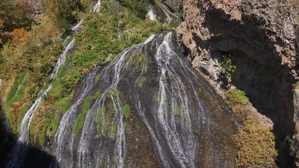 Jermuk Waterfall in Armenia Aerial View