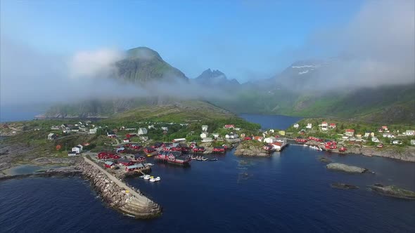 Flying to the clouds on Lofoten islands in Norway.