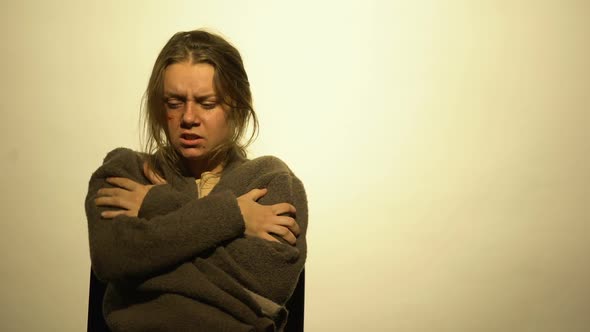 Interrogator Showing Female Syringe With Medication, Human Rights Violation alt