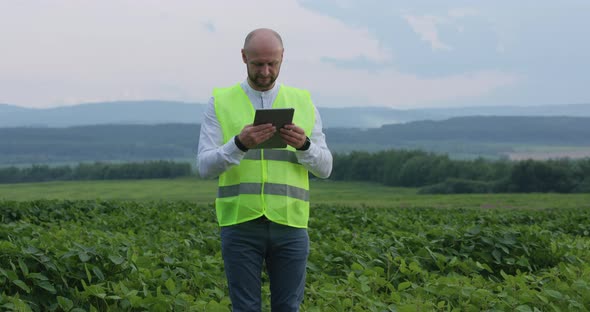 Professional Young Agronomist Uses Digital Technology To Improve Yields alt
