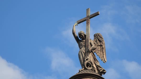 Angel on the Alexander Column. St. Petersburg Russia