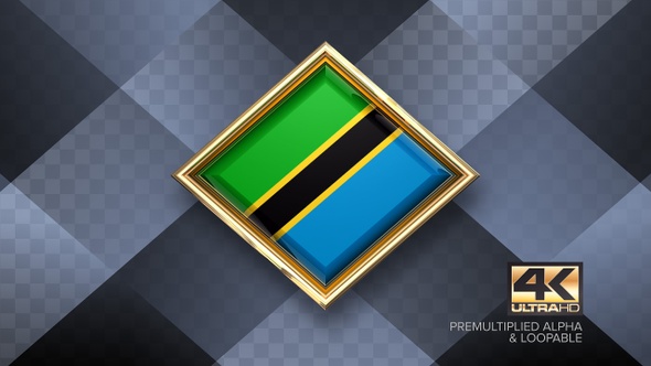 Tanzania Flag Rotating Badge 4K Looping with Transparent Background