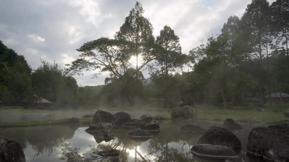 Natural hot spring in Chae Son National Park, Lampang, Thailand.