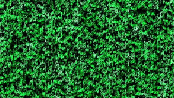 computer binary random green background. binary changing numbers randomly alt
