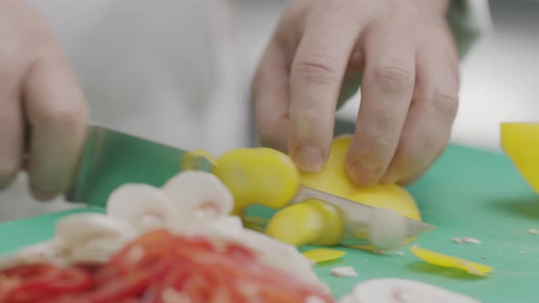 Chef Chopping Vegetables Slow Motion 8