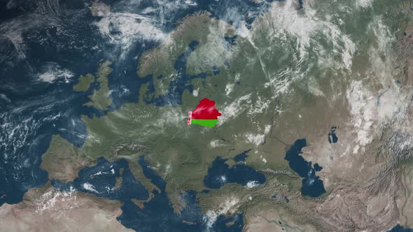 4K Globe Map of Belarus with a flag (Highlighted) alt