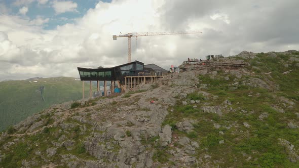 People At The Famous Eggen Restaurant With Impressive View Of Fjord And Lush Mountains And Valleys I alt