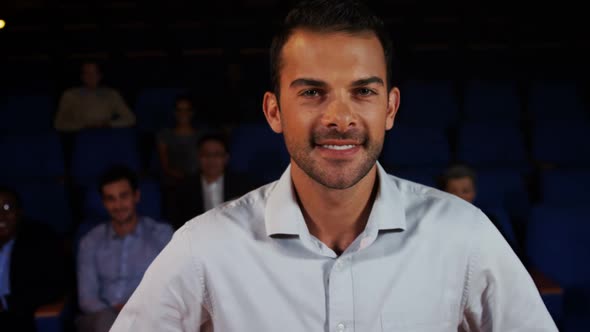 Business executive giving a speech alt