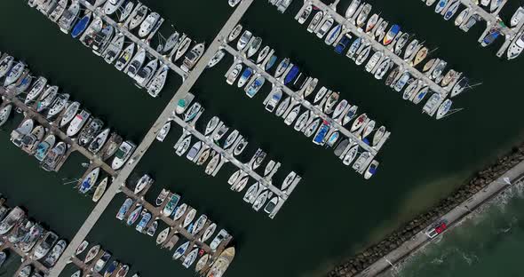 Flying around the Santa Barbara harbor, California