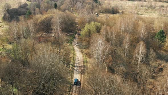 Car Driving Through Abandoned Village In Cheonobyl Zone