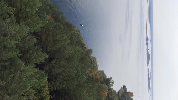 Vertical Video Aerial View of the Dnipro River  the Main River of Ukraine alt