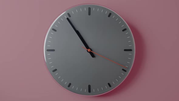 Clock Face Timelaplse Full Rotate Pink Background