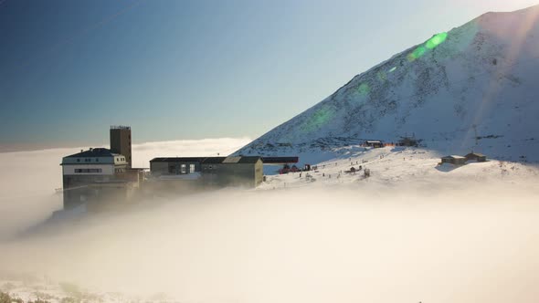 Tatranská Lomnica, highest ski resort in Slovakia, with fog inversion, time lapse alt