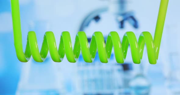 The Chemical Laboratory in the Tube Green Liquid Changes Color to Yellow alt