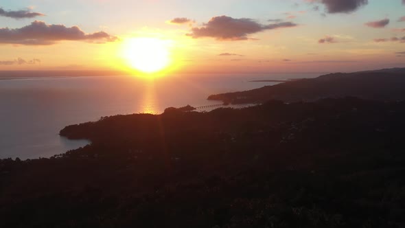 4k 30fps Sunset In The Caribean Bay In The Mountains Meked With A Drone alt