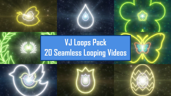 Spring Shapes Neon Lights Tunnels VJ Loop Pack 4K - 20 Loops alt