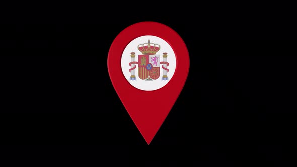 3D Rotating Pin Icon Animation With Espana Coat Of Arms  Alpha Channel  4K alt
