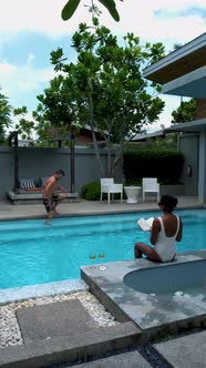 Couple Men and Women on a Luxury Vacation at a Pool Villa alt