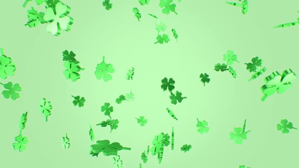 Lucky Green Falling Four Leaf Clovers St. Patrick's Day Shamrocks - 1080p alt
