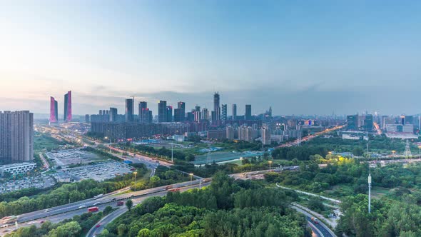 Time lapse of cityscape in nanjing city alt