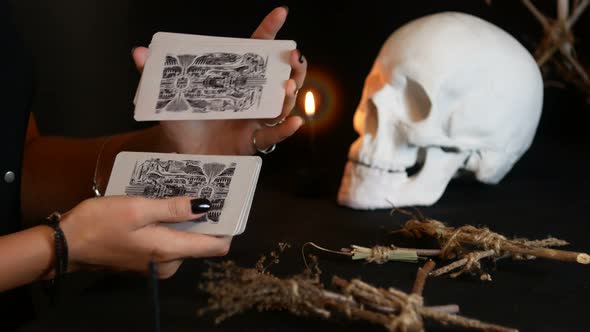 Woman Shuffling Tarot Cards