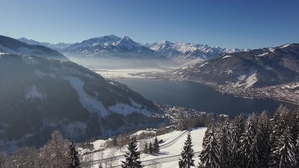 Aerial view of Lake Zell in Austria alt