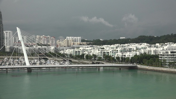 Cruise. View of Singapore from a cruise liner. alt
