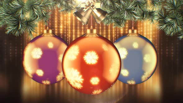 Gold Christmas Ornaments Background 4K